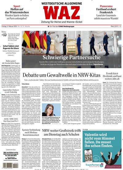 Titelbild der Ausgabe 31/2026 von WAZ Westdeutsche Allgemeine Zeitung für Herne. Diese Zeitschrift und viele weitere Zeitungsabos als Abo oder epaper bei United Kiosk online kaufen.