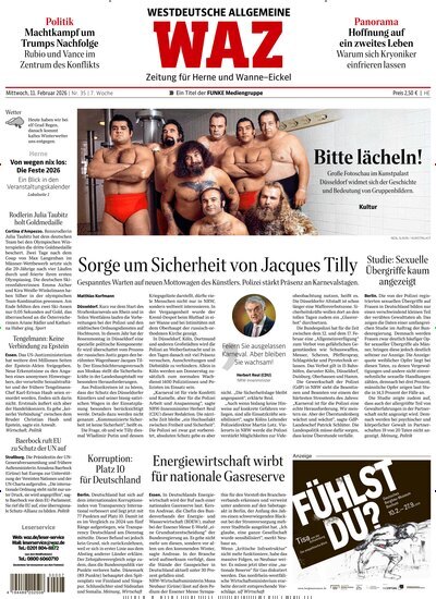 Titelbild der Ausgabe 35/2026 von WAZ Westdeutsche Allgemeine Zeitung für Herne. Diese Zeitschrift und viele weitere Zeitungsabos als Abo oder epaper bei United Kiosk online kaufen.