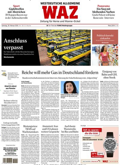 Titelbild der Ausgabe 50/2026 von WAZ Westdeutsche Allgemeine Zeitung für Herne. Diese Zeitschrift und viele weitere Zeitungsabos als Abo oder epaper bei United Kiosk online kaufen.