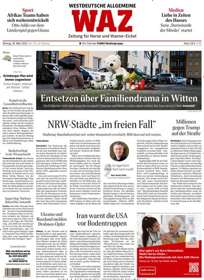 Titelbild der Ausgabe 75/2026 von WAZ Westdeutsche Allgemeine Zeitung für Herne. Diese Zeitschrift und viele weitere Zeitungsabos als Abo oder epaper bei United Kiosk online kaufen.