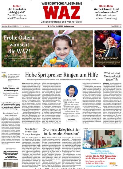 Titelbild der Ausgabe 79/2026 von WAZ Westdeutsche Allgemeine Zeitung für Herne. Diese Zeitschrift und viele weitere Zeitungsabos als Abo oder epaper bei United Kiosk online kaufen.