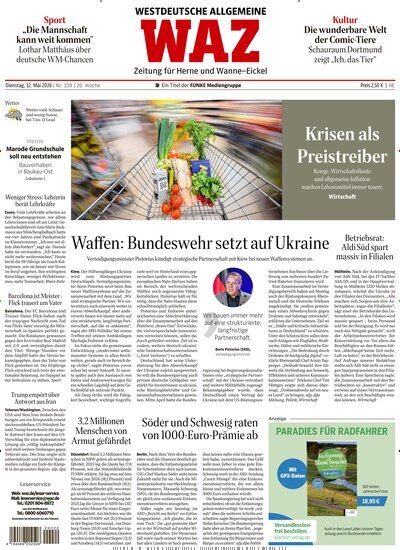 Titelbild der Ausgabe 109/2026 von WAZ Westdeutsche Allgemeine Zeitung für Herne. Diese Zeitschrift und viele weitere Zeitungsabos als Abo oder epaper bei United Kiosk online kaufen.