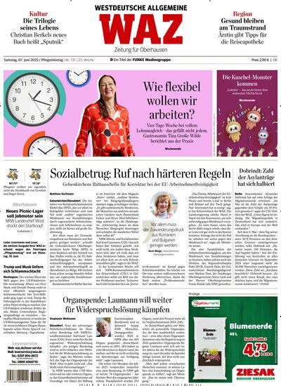 Titelbild der Ausgabe 131/2025 von WAZ Westdeutsche Allgemeine Zeitung für Oberhausen. Diese Zeitschrift und viele weitere Zeitungsabos als Abo oder epaper bei United Kiosk online kaufen.
