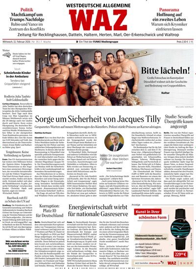Titelbild der Ausgabe 35/2026 von WAZ Westdeutsche Allgemeine Zeitung für Recklinghausen. Diese Zeitschrift und viele weitere Zeitungsabos als Abo oder epaper bei United Kiosk online kaufen.