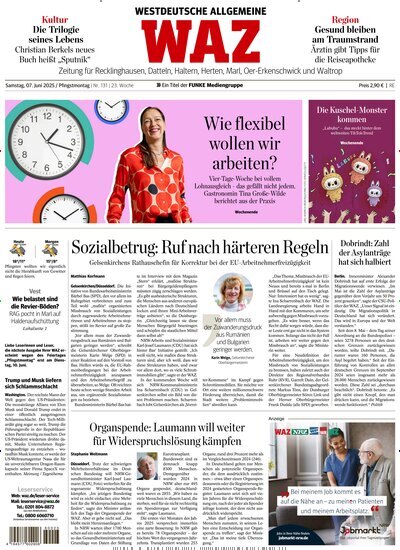 Titelbild der Ausgabe 131/2025 von WAZ Westdeutsche Allgemeine Zeitung für Recklinghausen. Diese Zeitschrift und viele weitere Zeitungsabos als Abo oder epaper bei United Kiosk online kaufen.