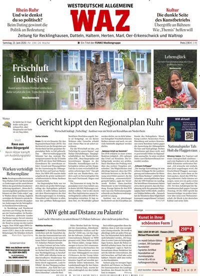 Titelbild der Ausgabe 134/2026 von WAZ Westdeutsche Allgemeine Zeitung für Recklinghausen. Diese Zeitschrift und viele weitere Zeitungsabos als Abo oder epaper bei United Kiosk online kaufen.