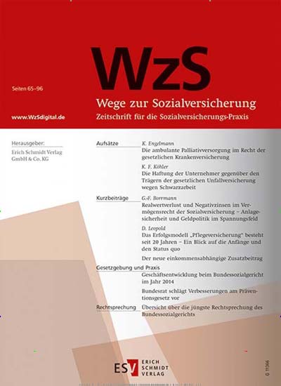 Titelbild der Ausgabe 1/2020 von Wege zur Sozialversicherung - WzS. Diese Zeitschrift und viele weitere Businessmagazine als Abo oder epaper bei United Kiosk online kaufen.