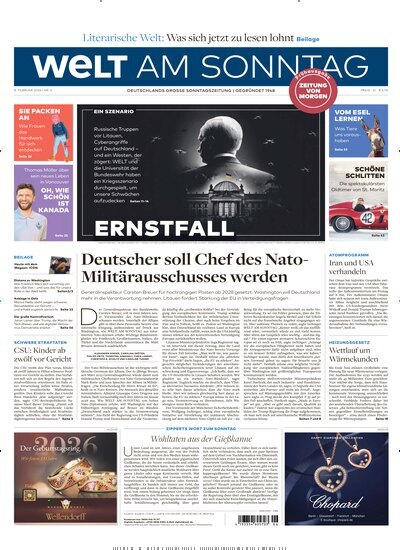 Titelbild der Ausgabe 6/2026 von Welt am Sonntag Bayern Frühausgabe. Diese Zeitschrift und viele weitere Zeitungsabos als Abo oder epaper bei United Kiosk online kaufen.