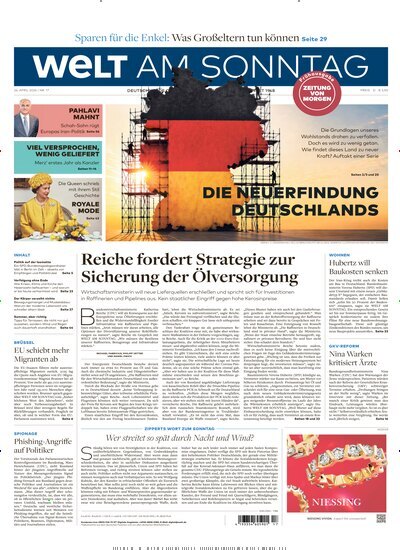 Titelbild der Ausgabe 17/2026 von Welt am Sonntag Bayern Frühausgabe. Diese Zeitschrift und viele weitere Zeitungsabos als Abo oder epaper bei United Kiosk online kaufen.