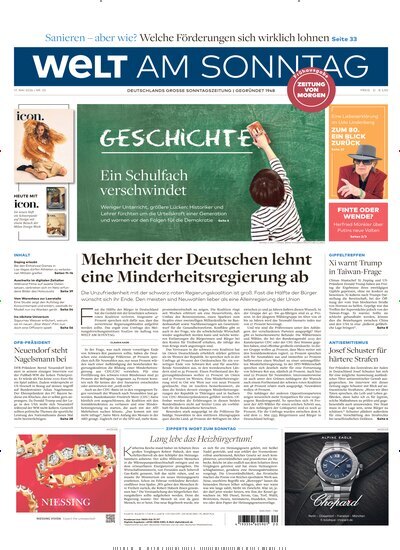 Titelbild der Ausgabe 20/2026 von Welt am Sonntag Bayern Frühausgabe. Diese Zeitschrift und viele weitere Zeitungsabos als Abo oder epaper bei United Kiosk online kaufen.