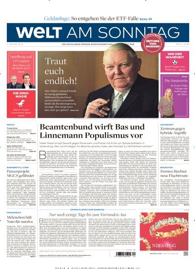 Titelbild der Ausgabe 24/2026 von Welt am Sonntag Bayern Frühausgabe. Diese Zeitschrift und viele weitere Zeitungsabos als Abo oder epaper bei United Kiosk online kaufen.