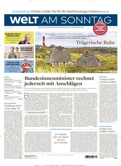 Titelbild der Ausgabe 29/2026 von Welt am Sonntag Bayern Frühausgabe. Diese Zeitschrift und viele weitere Zeitungsabos als Abo oder epaper bei United Kiosk online kaufen.