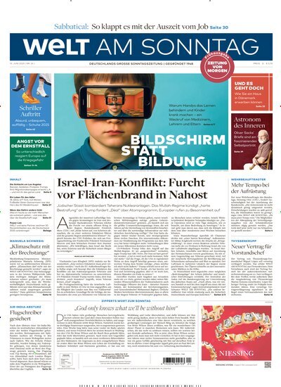 Titelbild der Ausgabe 24/2025 von Welt am Sonntag Gesamt Frühausgabe. Diese Zeitschrift und viele weitere Zeitungsabos als Abo oder epaper bei United Kiosk online kaufen.