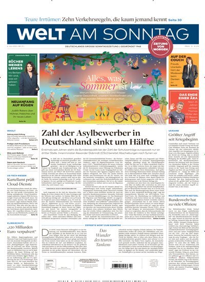 Titelbild der Ausgabe 27/2025 von Welt am Sonntag Gesamt Frühausgabe. Diese Zeitschrift und viele weitere Zeitungsabos als Abo oder epaper bei United Kiosk online kaufen.
