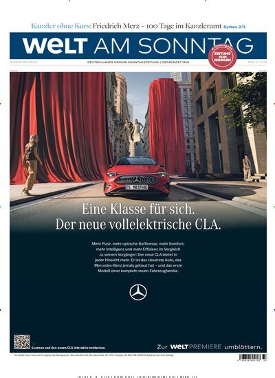 Titelbild der Ausgabe 33/2025 von Welt am Sonntag Gesamt Frühausgabe. Diese Zeitschrift und viele weitere Zeitungsabos als Abo oder epaper bei United Kiosk online kaufen.