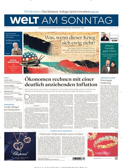 Titelbild der Ausgabe 12/2026 von Welt am Sonntag Gesamtausgabe. Diese Zeitschrift und viele weitere Zeitungsabos als Abo oder epaper bei United Kiosk online kaufen.
