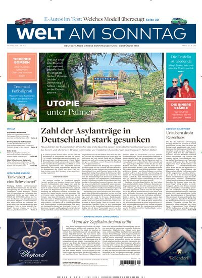 Titelbild der Ausgabe 16/2026 von Welt am Sonntag Gesamtausgabe. Diese Zeitschrift und viele weitere Zeitungsabos als Abo oder epaper bei United Kiosk online kaufen.
