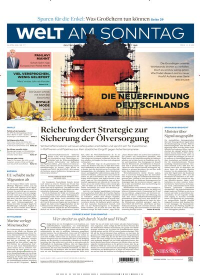 Titelbild der Ausgabe 17/2026 von Welt am Sonntag Gesamtausgabe. Diese Zeitschrift und viele weitere Zeitungsabos als Abo oder epaper bei United Kiosk online kaufen.