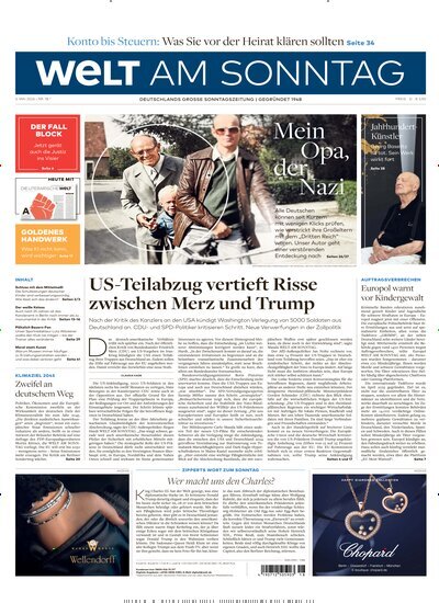 Titelbild der Ausgabe 18/2026 von Welt am Sonntag Gesamtausgabe. Diese Zeitschrift und viele weitere Zeitungsabos als Abo oder epaper bei United Kiosk online kaufen.