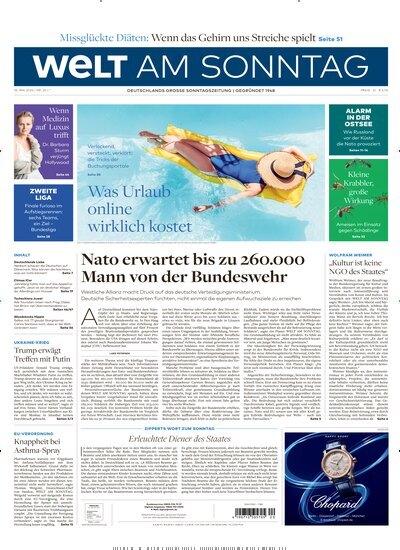 Titelbild der Ausgabe 20/2025 von Welt am Sonntag Gesamtausgabe. Diese Zeitschrift und viele weitere Zeitungsabos als Abo oder epaper bei United Kiosk online kaufen.