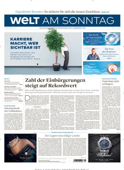 Titelbild der Ausgabe 21/2026 von Welt am Sonntag Gesamtausgabe. Diese Zeitschrift und viele weitere Zeitungsabos als Abo oder epaper bei United Kiosk online kaufen.