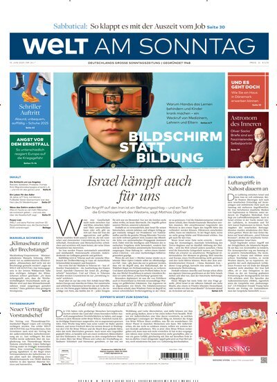 Titelbild der Ausgabe 24/2025 von Welt am Sonntag Gesamtausgabe. Diese Zeitschrift und viele weitere Zeitungsabos als Abo oder epaper bei United Kiosk online kaufen.