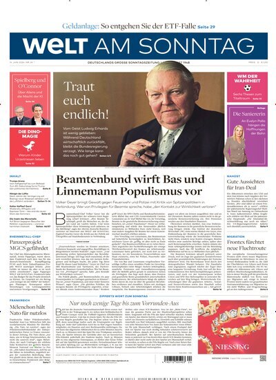 Titelbild der Ausgabe 24/2026 von Welt am Sonntag Gesamtausgabe. Diese Zeitschrift und viele weitere Zeitungsabos als Abo oder epaper bei United Kiosk online kaufen.