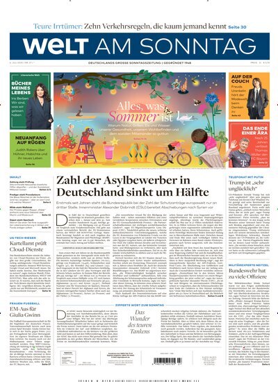 Titelbild der Ausgabe 27/2025 von Welt am Sonntag Gesamtausgabe. Diese Zeitschrift und viele weitere Zeitungsabos als Abo oder epaper bei United Kiosk online kaufen.