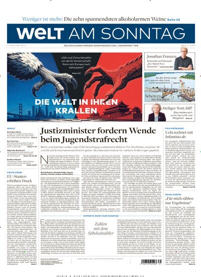 Titelbild der Ausgabe 31/2026 von Welt am Sonntag Gesamtausgabe. Diese Zeitschrift und viele weitere Zeitungsabos als Abo oder epaper bei United Kiosk online kaufen.