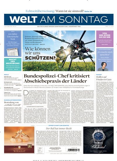 Titelbild der Ausgabe 40/2025 von Welt am Sonntag Gesamtausgabe. Diese Zeitschrift und viele weitere Zeitungsabos als Abo oder epaper bei United Kiosk online kaufen.