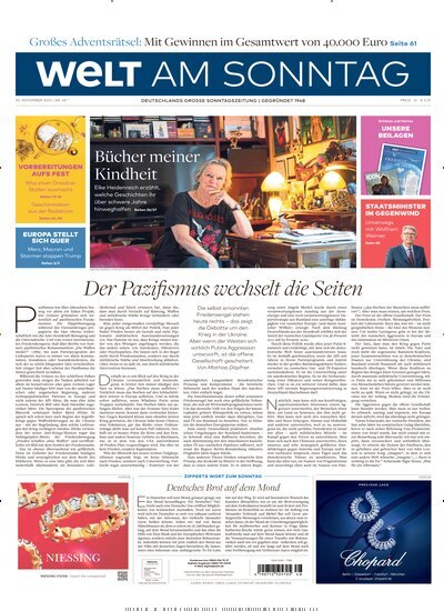 Titelbild der Ausgabe 48/2025 von Welt am Sonntag Gesamtausgabe. Diese Zeitschrift und viele weitere Zeitungsabos als Abo oder epaper bei United Kiosk online kaufen.