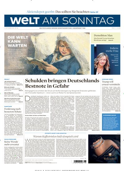 Titelbild der Ausgabe 36/2026 von Welt am Sonntag Hamburg. Diese Zeitschrift und viele weitere Zeitungsabos als Abo oder epaper bei United Kiosk online kaufen.