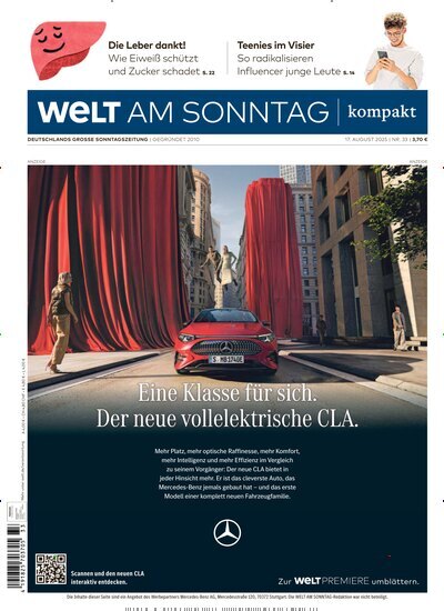 Titelbild der Ausgabe 33/2025 von Welt am Sonntag kompakt. Diese Zeitschrift und viele weitere Zeitungsabos als Abo oder epaper bei United Kiosk online kaufen.