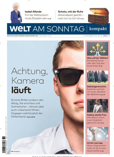 Titelbild der Ausgabe 36/2026 von Welt am Sonntag kompakt. Diese Zeitschrift und viele weitere Zeitungsabos als Abo oder epaper bei United Kiosk online kaufen.