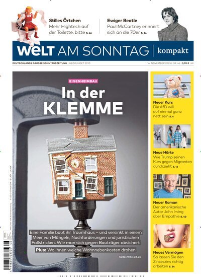 Titelbild der Ausgabe 46/2025 von Welt am Sonntag kompakt. Diese Zeitschrift und viele weitere Zeitungsabos als Abo oder epaper bei United Kiosk online kaufen.