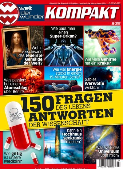 Titelbild der Ausgabe 3/2025 von Welt der Wunder Kompakt. Diese Zeitschrift und viele weitere Reisemagazine, Freizeitmagazine und Wissensmagazine als Abo oder epaper bei United Kiosk online kaufen.