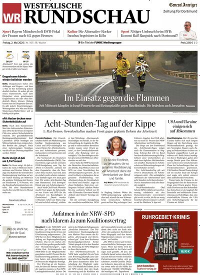 Titelbild der Ausgabe 101/2025 von Westfälische Rundschau. Diese Zeitschrift und viele weitere Zeitungsabos als Abo oder epaper bei United Kiosk online kaufen.