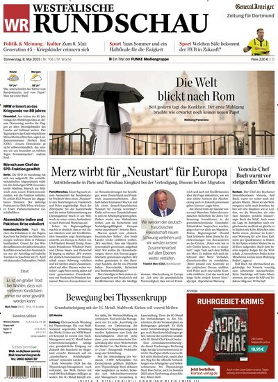 Titelbild der Ausgabe 106/2025 von Westfälische Rundschau. Diese Zeitschrift und viele weitere Zeitungsabos als Abo oder epaper bei United Kiosk online kaufen.