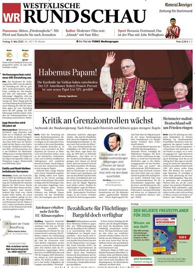 Titelbild der Ausgabe 107/2025 von Westfälische Rundschau. Diese Zeitschrift und viele weitere Zeitungsabos als Abo oder epaper bei United Kiosk online kaufen.