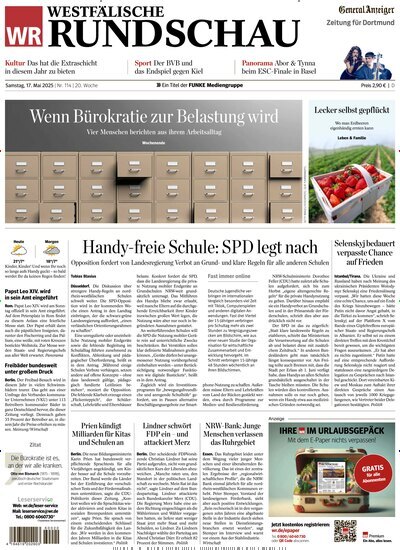 Titelbild der Ausgabe 114/2025 von Westfälische Rundschau. Diese Zeitschrift und viele weitere Zeitungsabos als Abo oder epaper bei United Kiosk online kaufen.