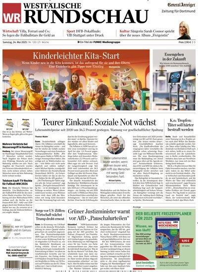Titelbild der Ausgabe 120/2025 von Westfälische Rundschau. Diese Zeitschrift und viele weitere Zeitungsabos als Abo oder epaper bei United Kiosk online kaufen.