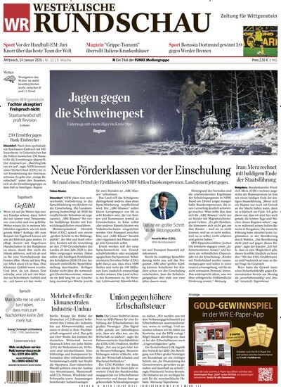 Titelbild der Ausgabe 11/2026 von Westfälische Rundschau Bad Berleburg Wittgenstein. Diese Zeitschrift und viele weitere Zeitungsabos als Abo oder epaper bei United Kiosk online kaufen.