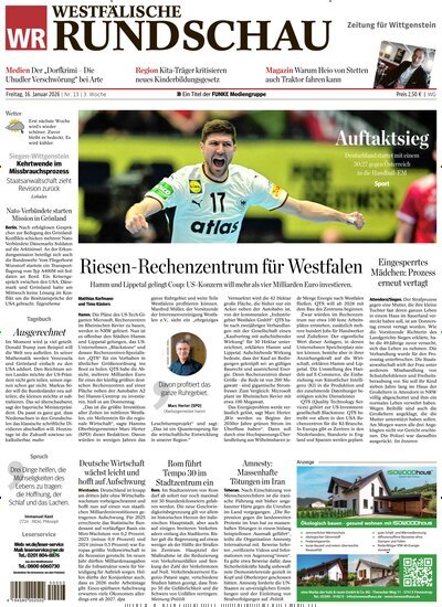 Titelbild der Ausgabe 13/2026 von Westfälische Rundschau Bad Berleburg Wittgenstein. Diese Zeitschrift und viele weitere Zeitungsabos als Abo oder epaper bei United Kiosk online kaufen.
