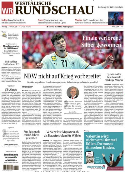 Titelbild der Ausgabe 27/2026 von Westfälische Rundschau Bad Berleburg Wittgenstein. Diese Zeitschrift und viele weitere Zeitungsabos als Abo oder epaper bei United Kiosk online kaufen.