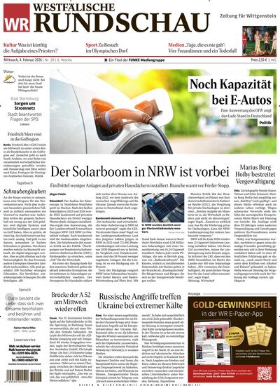 Titelbild der Ausgabe 29/2026 von Westfälische Rundschau Bad Berleburg Wittgenstein. Diese Zeitschrift und viele weitere Zeitungsabos als Abo oder epaper bei United Kiosk online kaufen.