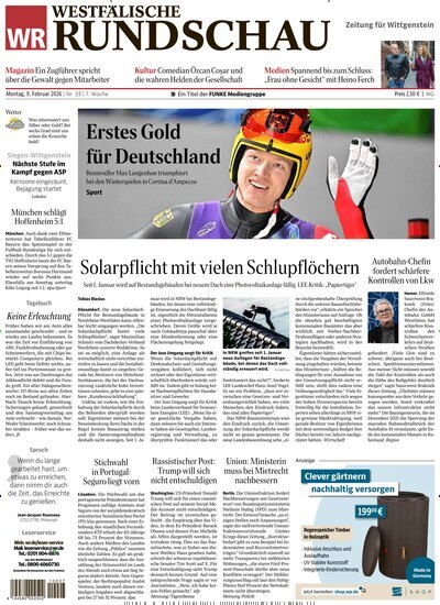 Titelbild der Ausgabe 33/2026 von Westfälische Rundschau Bad Berleburg Wittgenstein. Diese Zeitschrift und viele weitere Zeitungsabos als Abo oder epaper bei United Kiosk online kaufen.