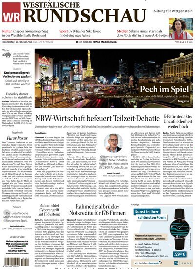 Titelbild der Ausgabe 42/2026 von Westfälische Rundschau Bad Berleburg Wittgenstein. Diese Zeitschrift und viele weitere Zeitungsabos als Abo oder epaper bei United Kiosk online kaufen.