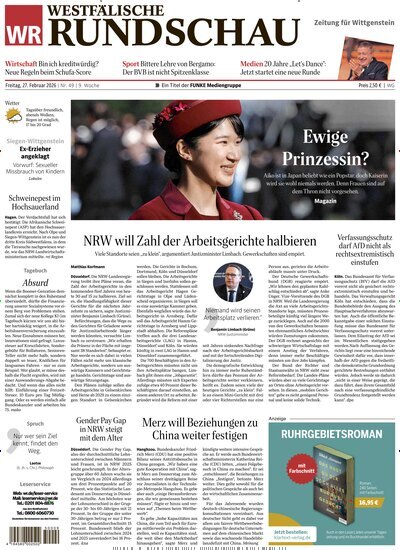 Titelbild der Ausgabe 49/2026 von Westfälische Rundschau Bad Berleburg Wittgenstein. Diese Zeitschrift und viele weitere Zeitungsabos als Abo oder epaper bei United Kiosk online kaufen.