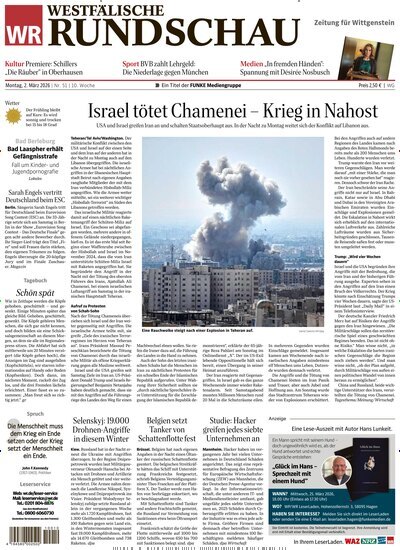 Titelbild der Ausgabe 51/2026 von Westfälische Rundschau Bad Berleburg Wittgenstein. Diese Zeitschrift und viele weitere Zeitungsabos als Abo oder epaper bei United Kiosk online kaufen.