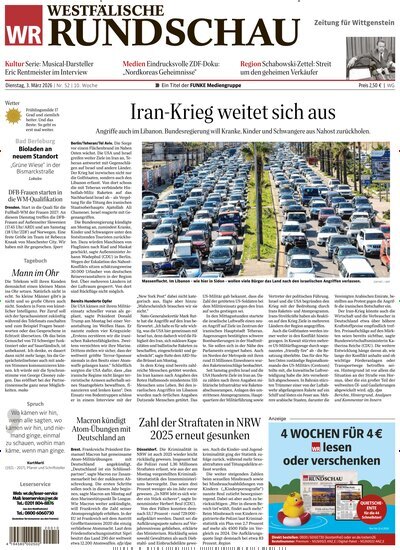 Titelbild der Ausgabe 52/2026 von Westfälische Rundschau Bad Berleburg Wittgenstein. Diese Zeitschrift und viele weitere Zeitungsabos als Abo oder epaper bei United Kiosk online kaufen.